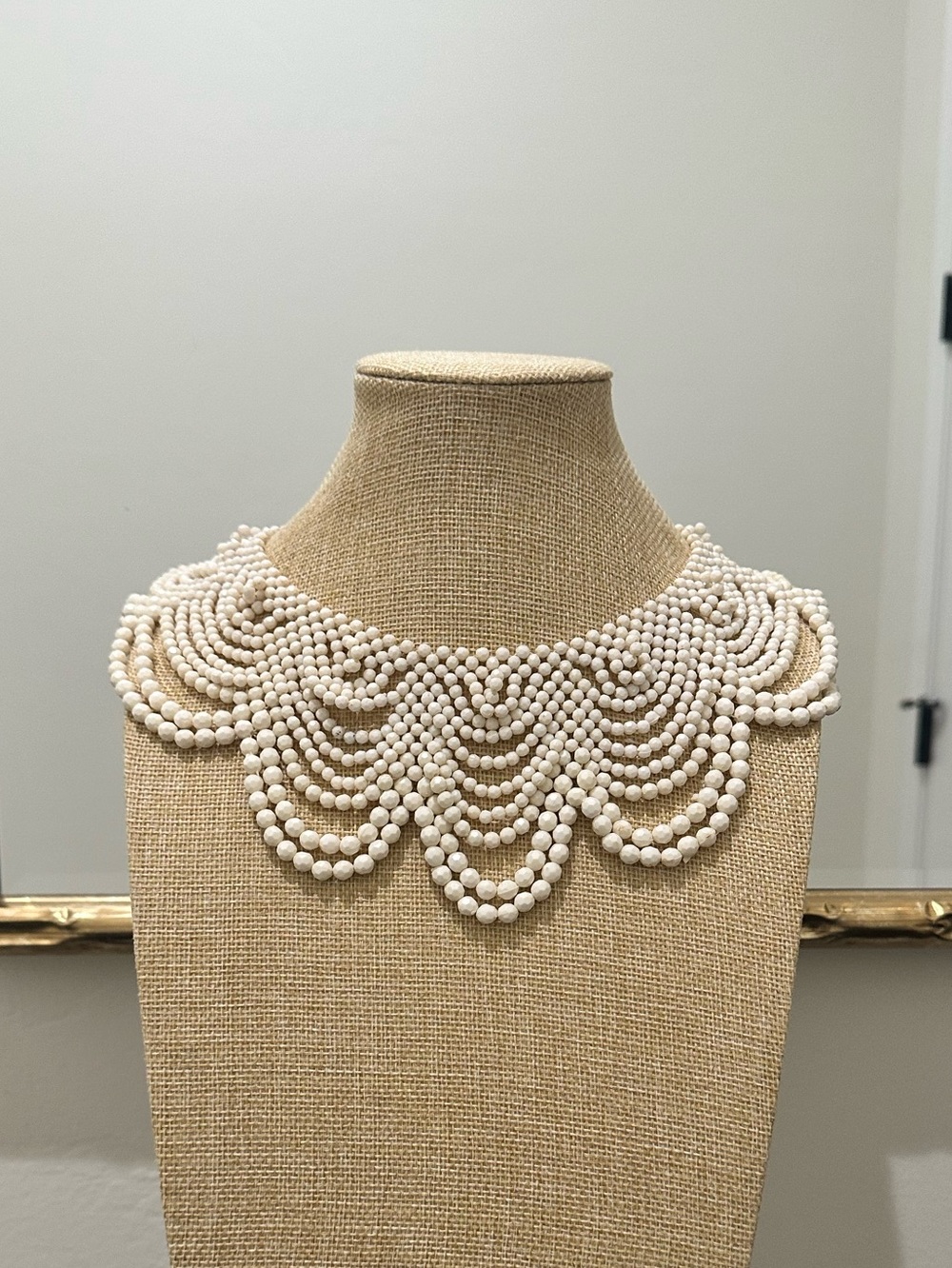 White Beaded Scallop Bib Necklace - Women Jewelry